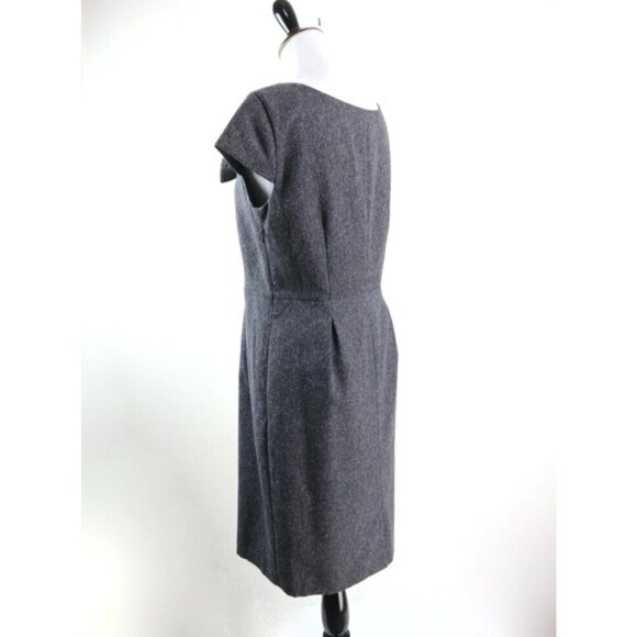 Oscar de la Renta Size 10 Bow Tweed Sheath Dress Cap Sleeve Gray - Picture 3 of 11